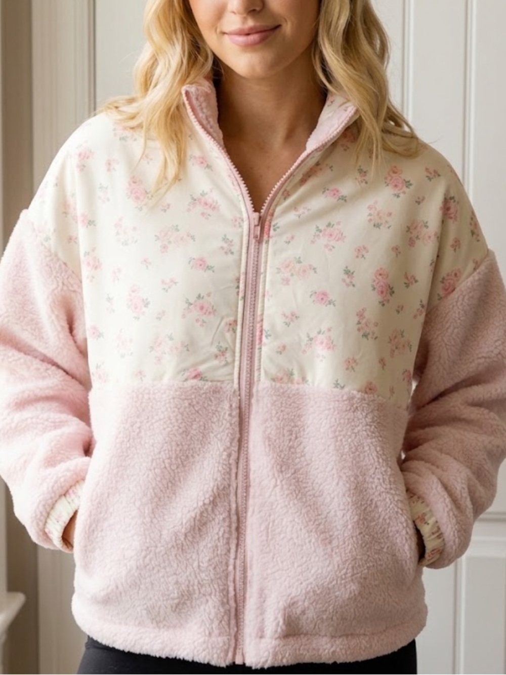 ALRARD STATE ! CottageCozy Pink Floral Sherpa Jacket - ! New! S